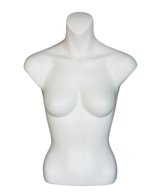 Headless female torso form in matte white