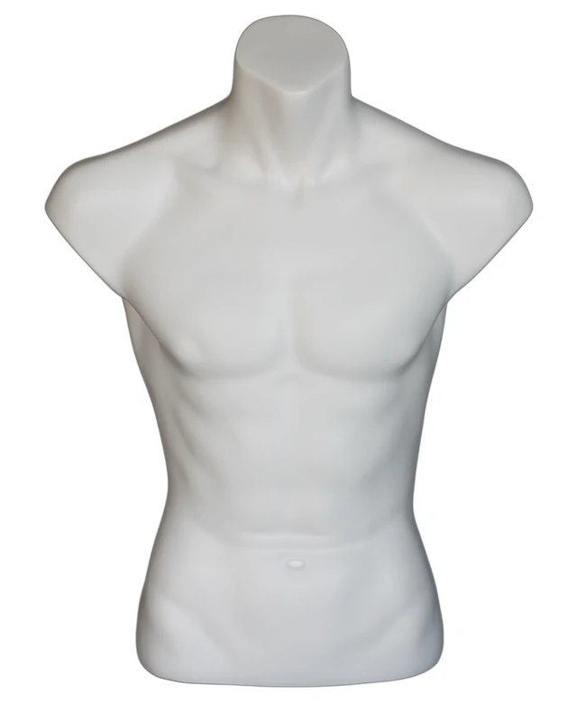Headless male torso form in matte white, MT15-WT