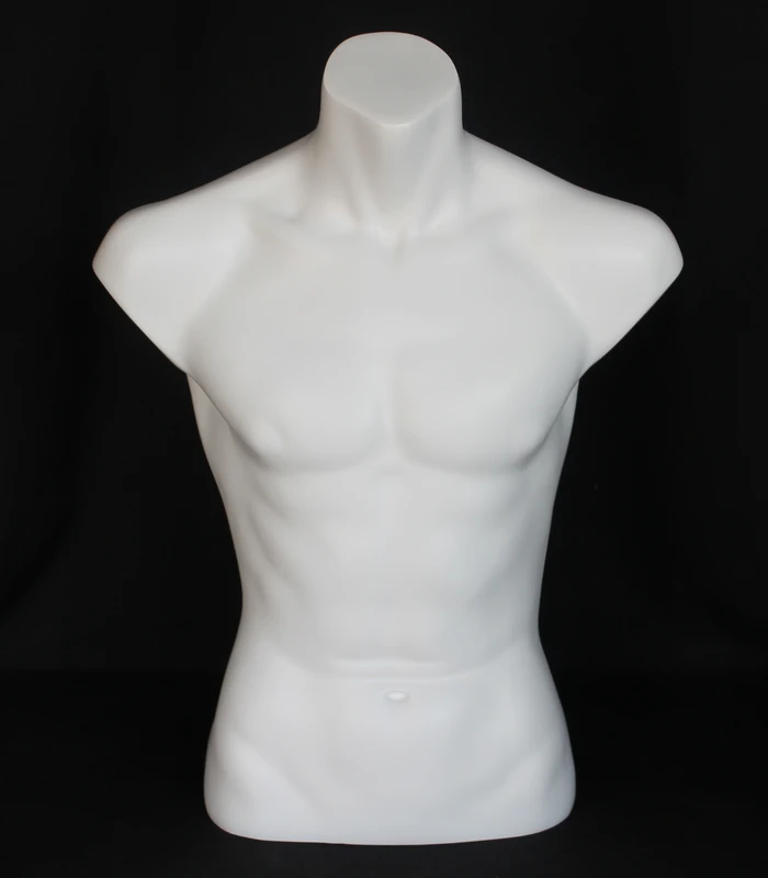 Headless male torso form in matte white, MT15-WT