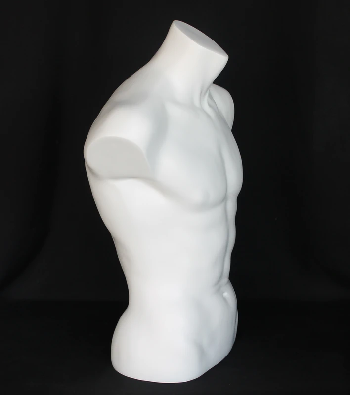 Headless male torso form in matte white, MT15-WT