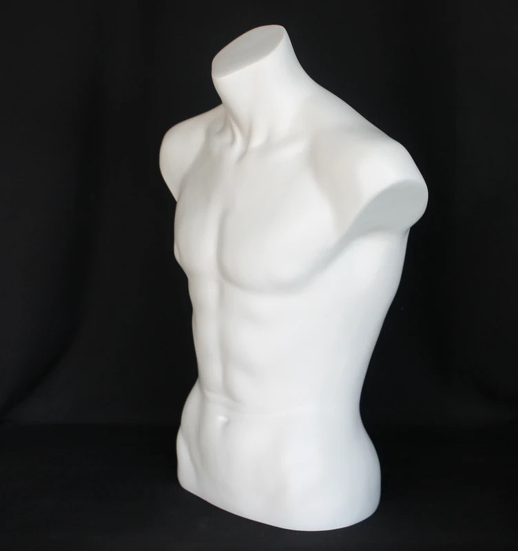 Headless male torso form in matte white, MT15-WT