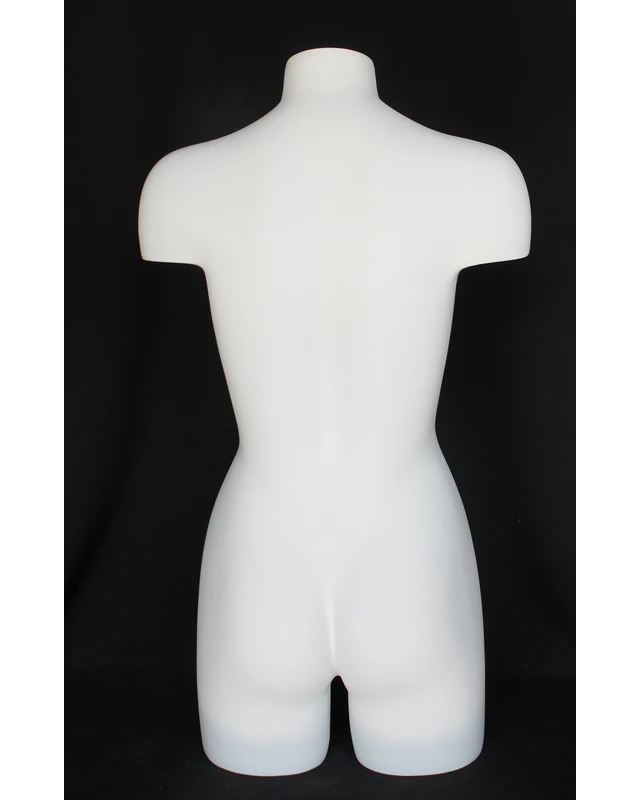 Headless three-quarter female torso form in matte white