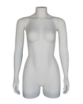 Headless three-quarter female torso form with arms in matte white