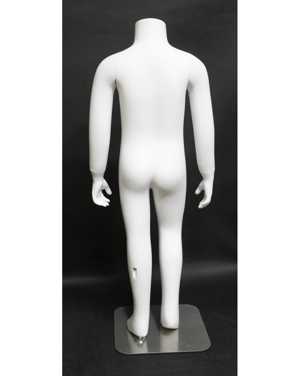Headless child mannequin with metal base in matte white, ages 4 to 6, KEH06-WT