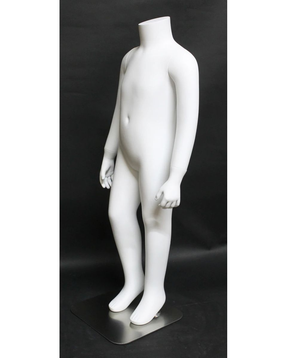 Headless child mannequin with metal base in matte white, ages 4 to 6, KEH06-WT