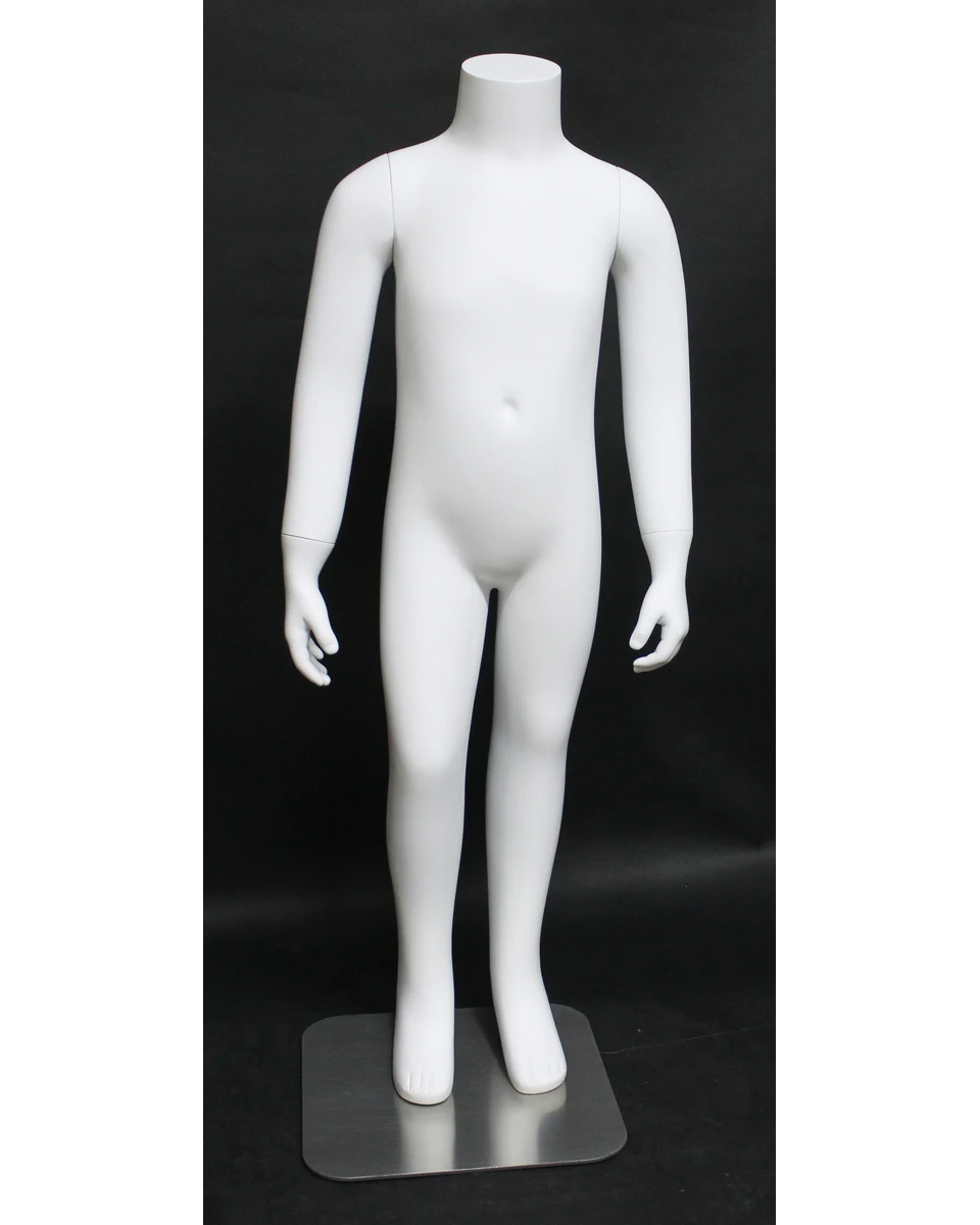 Headless child mannequin with metal base in matte white, ages 4 to 6, KEH06-WT