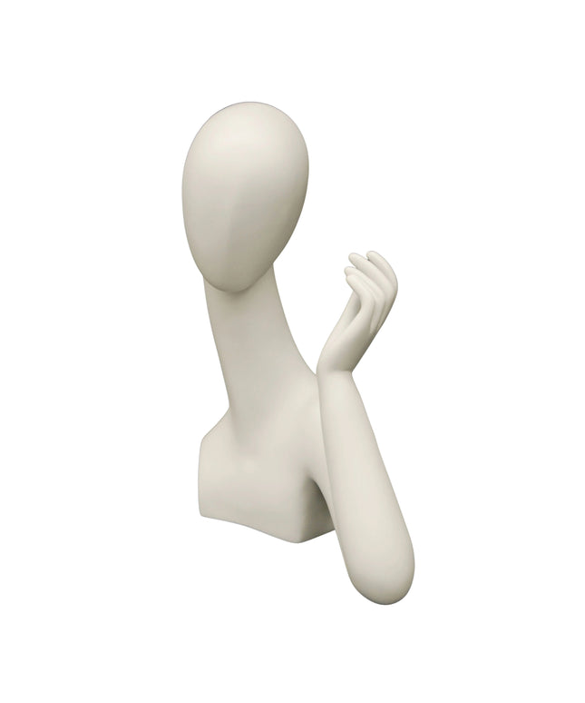 Egghead White Female Mannequin Head only with Hand (TMK-MD-SHAND1)