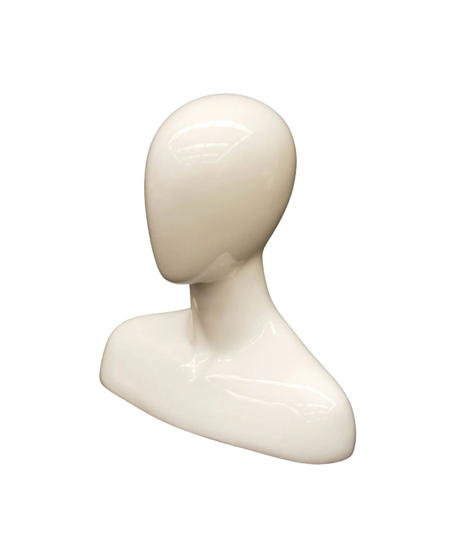 Abstract Female White Glossy Mannequin Head (TMK-MD-FEGGW)