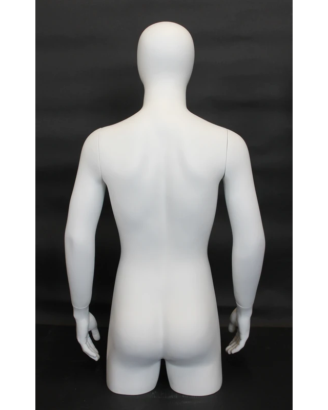 Egghead 3/4 male torso form with arms in matte white, MT4E-WT