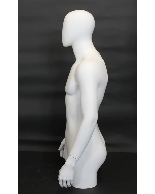 Egghead 3/4 male torso form with arms in matte white, MT4E-WT