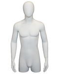 Egghead 3/4 male torso form with arms in matte white, MT4E-WT