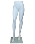Female leg form mannequin in a stylish pose with glass base in matte white, ST001-WT