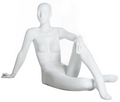 Featured-face reclining floor-sitting female mannequin in matte white, SFW29-WT