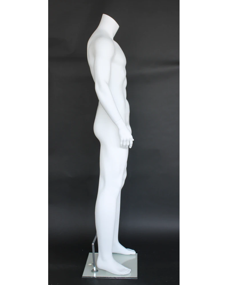 Muscular headless male mannequin in matte white, STM052-WT