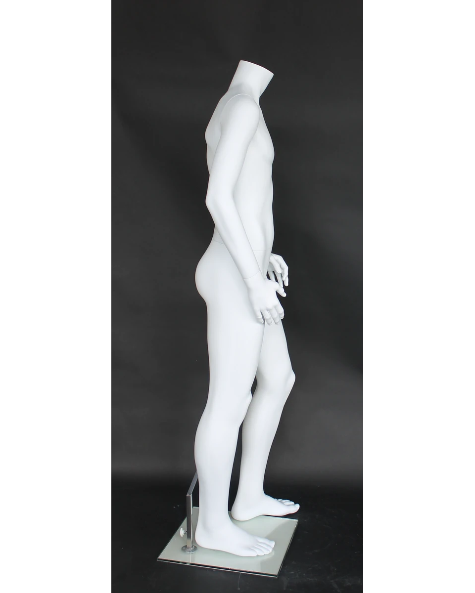 Small-size headless male mannequin in matte white, CBH19-WT