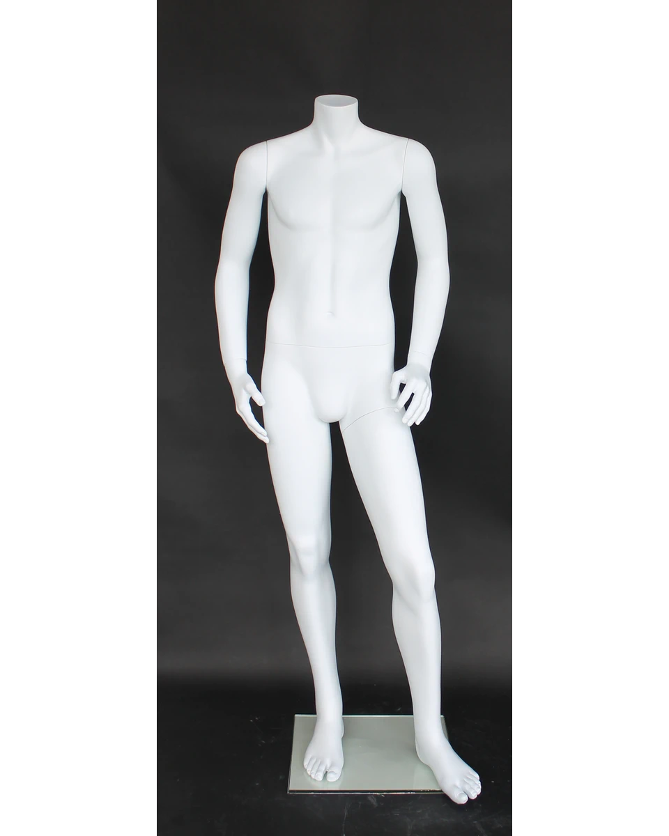 Small-size headless male mannequin in matte white, CBH19-WT