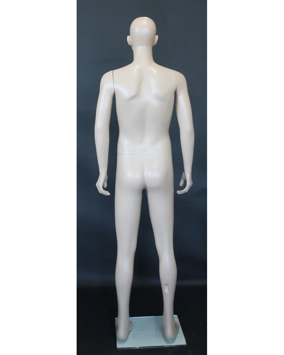 Small-size bald-head realistic male mannequin with face makeup in flesh tone, CB20-FT