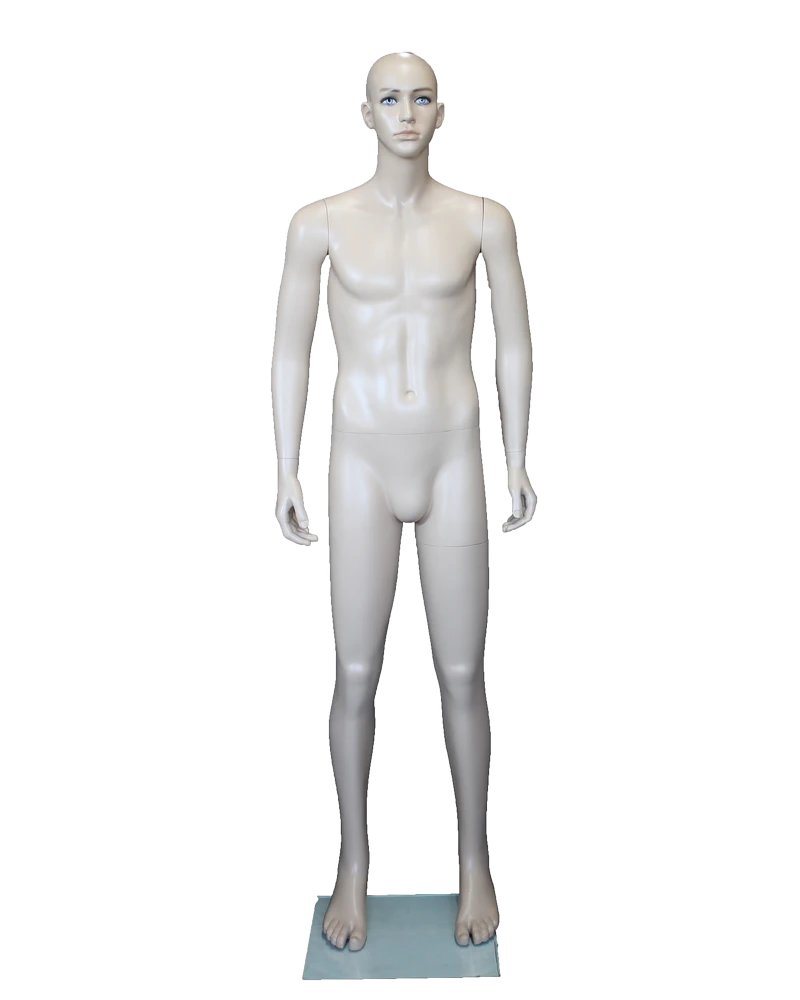 Small-size bald-head realistic male mannequin with face makeup in flesh tone, CB20-FT
