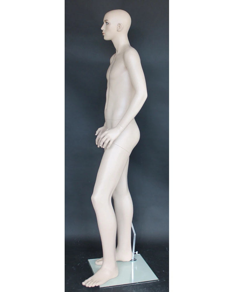 Small-size realistic male mannequin with face makeup in flesh tone, CB19-FT