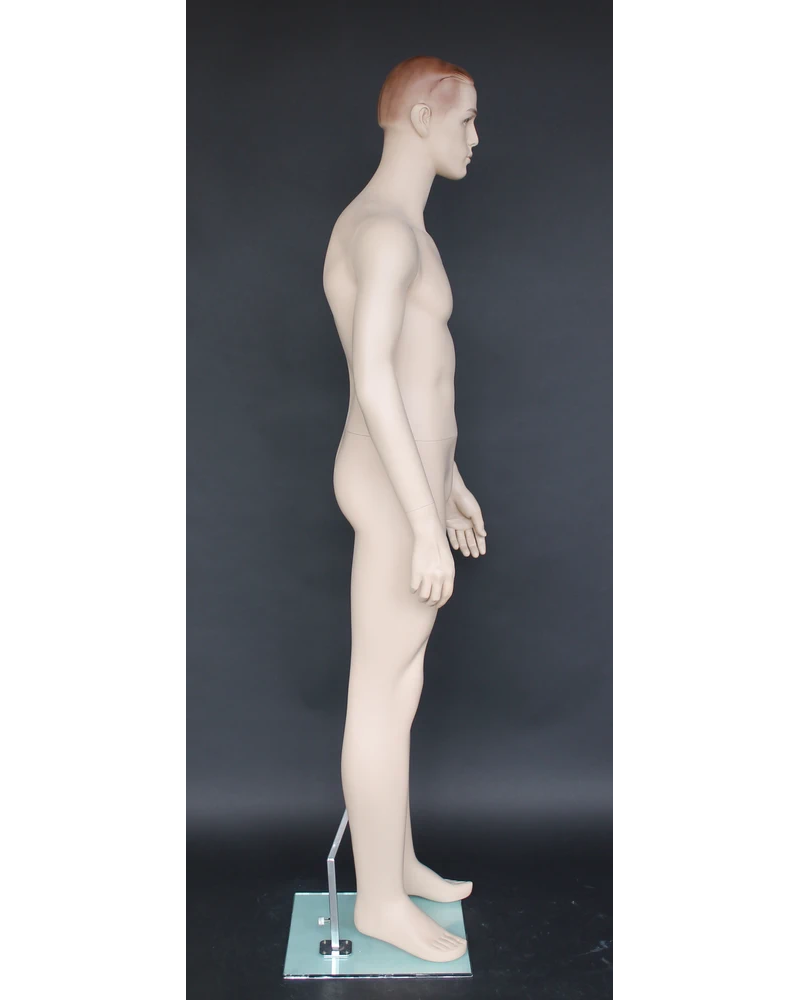 Small-size realistic male mannequin with face makeup in flesh tone, RO1-FT