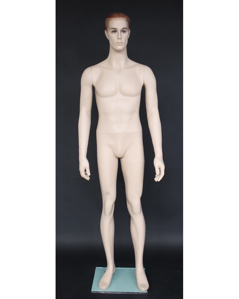 Small-size realistic male mannequin with face makeup in flesh tone, RO1-FT