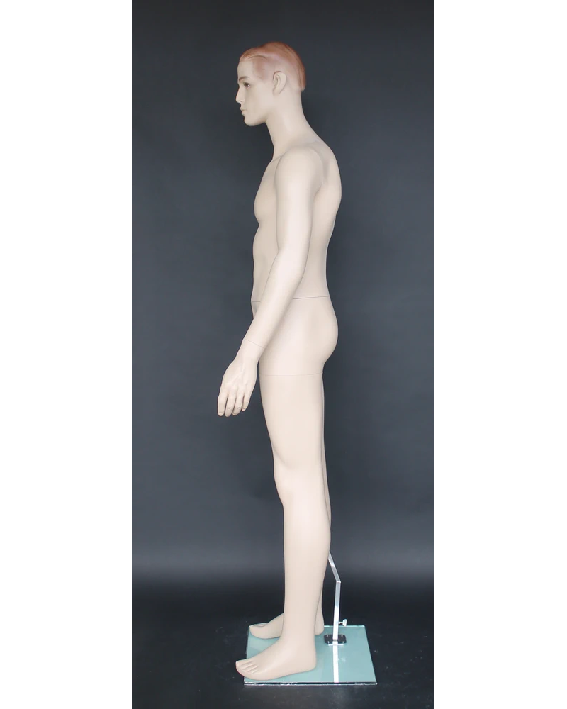 Small-size realistic male mannequin with face makeup in flesh tone, RO1-FT