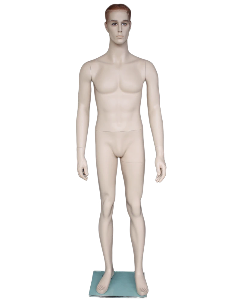 Small-size realistic male mannequin with face makeup in flesh tone, RO1-FT