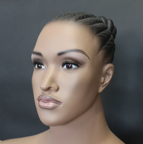 Realistic African American plus size female mannequin with molded hair, size 20, PLUS-33B