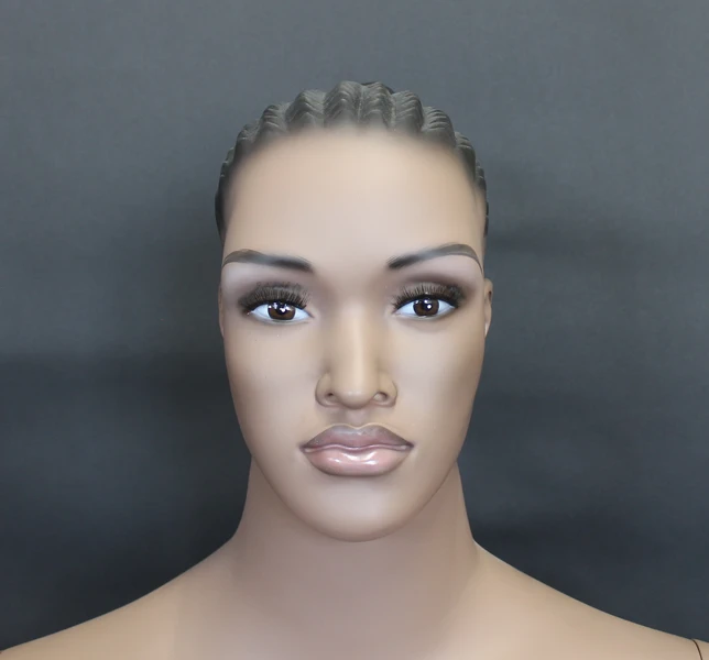 Realistic African American plus size female mannequin with molded hair, size 20, PLUS-33B