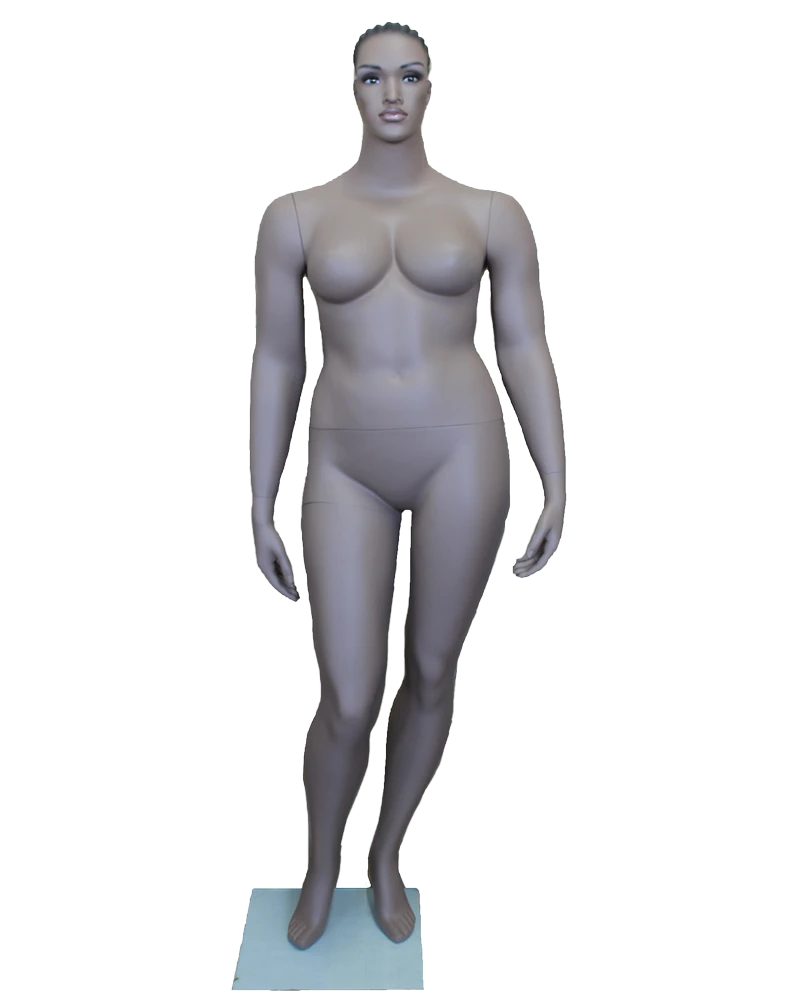 Realistic African American plus size female mannequin with molded hair, size 20, PLUS-33B