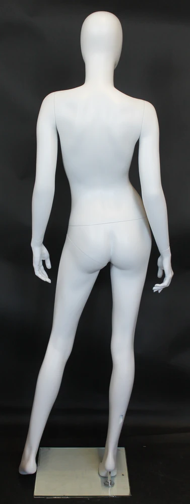 Modern standing egghead female mannequin in matte white