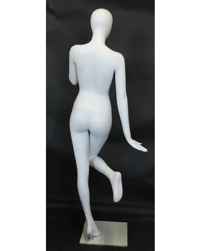 Step-up pose egghead female mannequin in matte white, SFW97E-WT