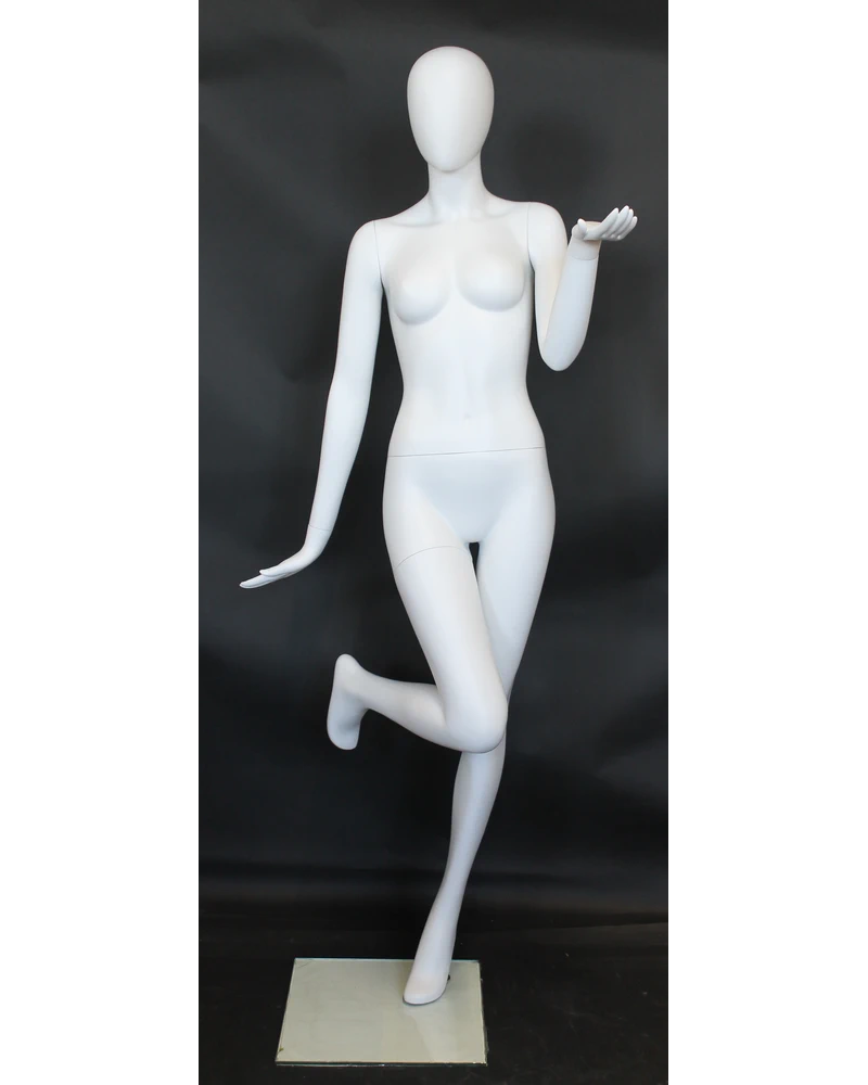 Step-up pose egghead female mannequin in matte white, SFW97E-WT