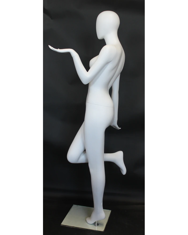 Step-up pose egghead female mannequin in matte white, SFW97E-WT
