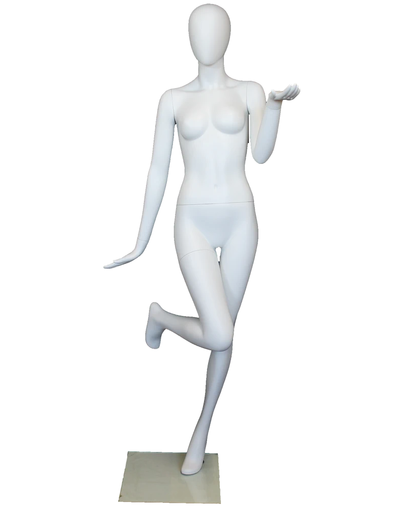Step-up pose egghead female mannequin in matte white, SFW97E-WT