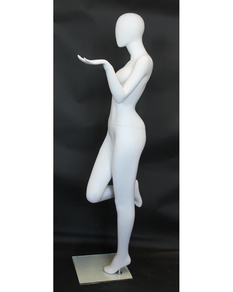 Step-up pose egghead female mannequin in matte white, SFW97E-WT