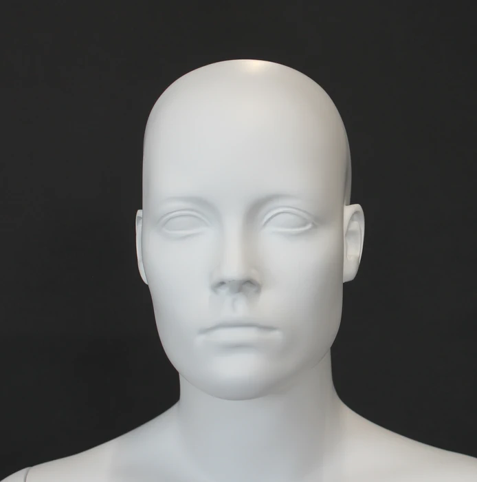 Featured-face female mannequin with bendable arms in matte white, SFW39-WT