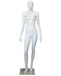 Featured-face female mannequin with bendable arms in matte white, SFW39-WT