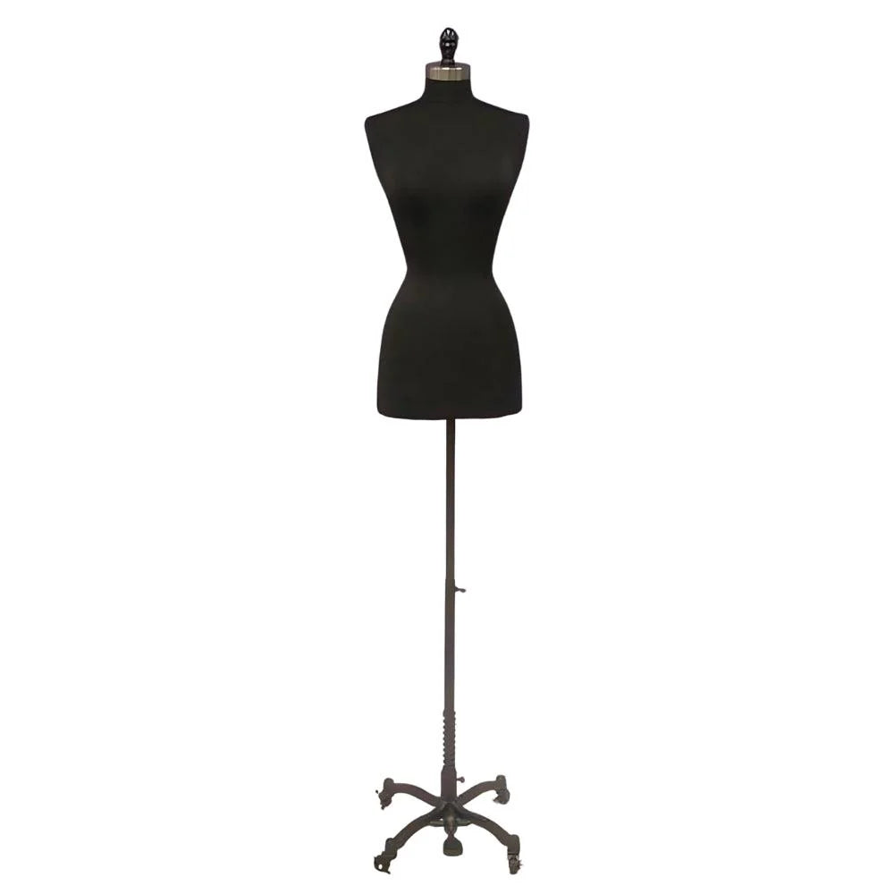 Female Dress Form with Black Rolling Base (JF-F+BS-WB02T), Black / 10/12