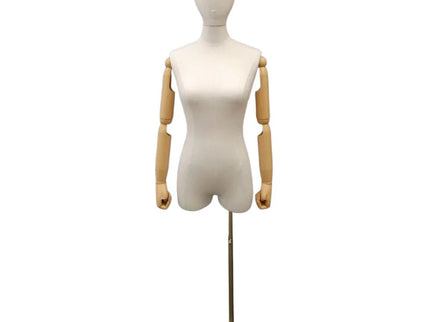 Female Pure White Linen Dress Form with Arms (TMK-JF-F1WLARM+BS-05)