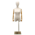 Female Pure White Linen Dress Form with Arms (TMK-JF-F1WLARM+BS-05)
