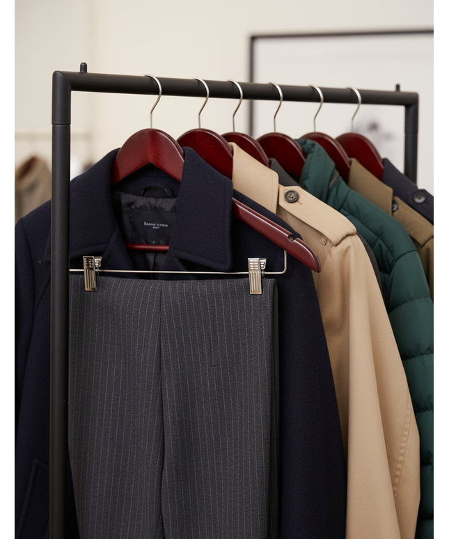 17" Wooden Suit Hanger with Clip (TMK-HA-400WA)