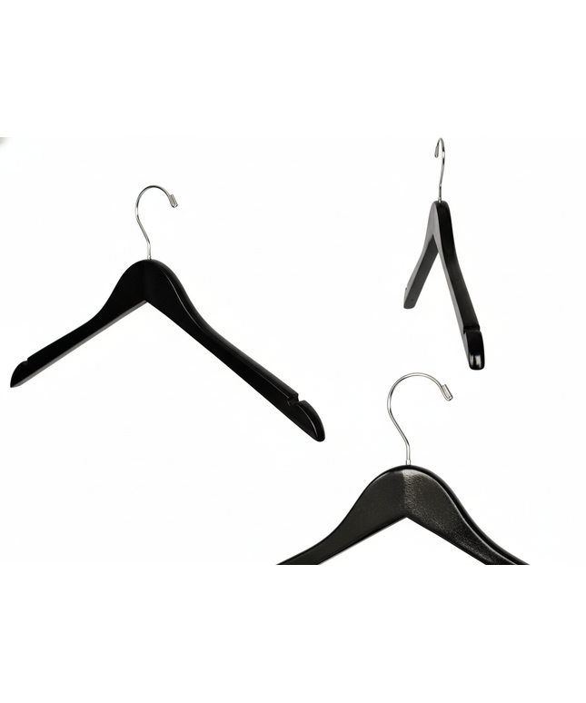 17" Black Wooden Coat Hanger (TMK-HA-600BK2)