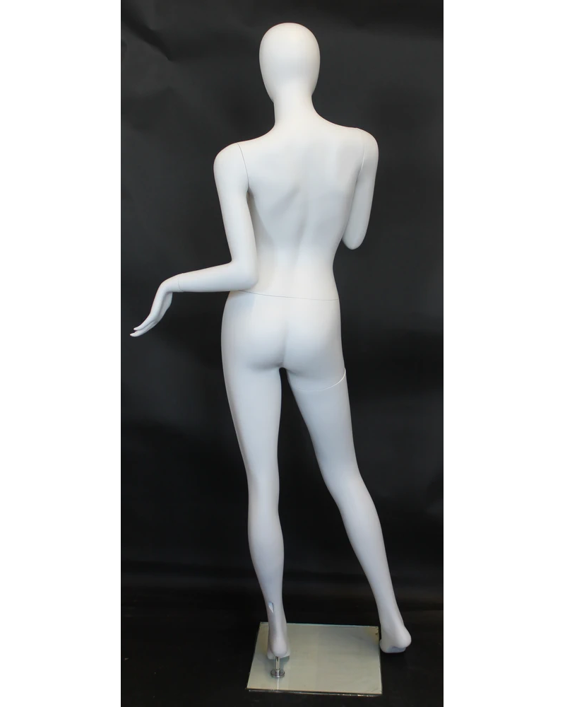 Open-palm presenter egghead female mannequin in matte white, SFW95E-WT