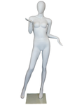 Open-palm presenter egghead female mannequin in matte white, SFW95E-WT