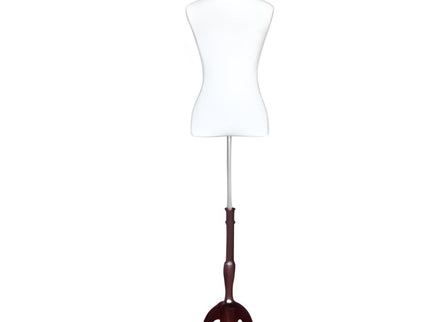 White Dress Form with Mahogany Tripod Base TMK-JF-F2/4W+BS-01NX