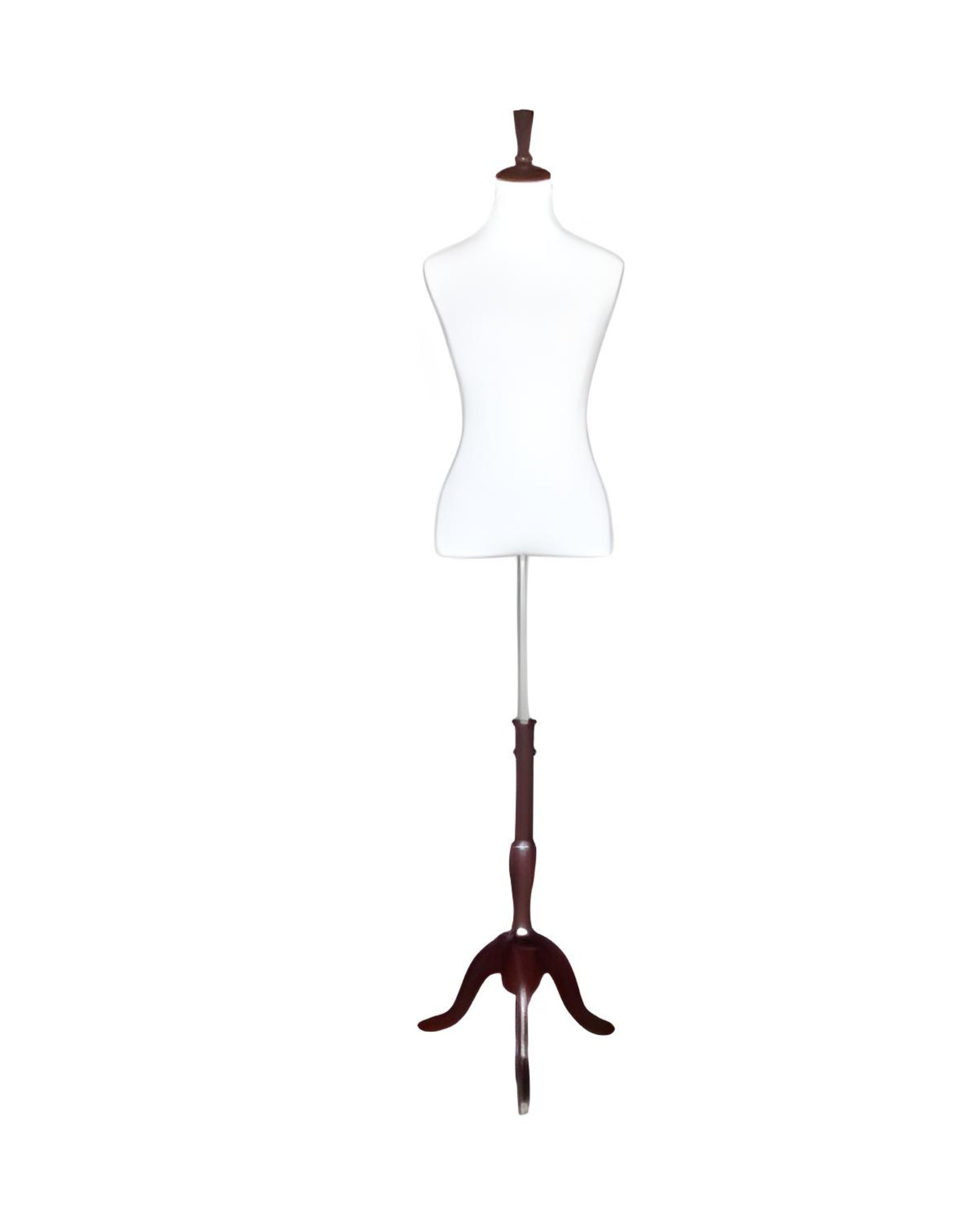 White Dress Form with Mahogany Tripod Base TMK-JF-F2/4W+BS-01NX