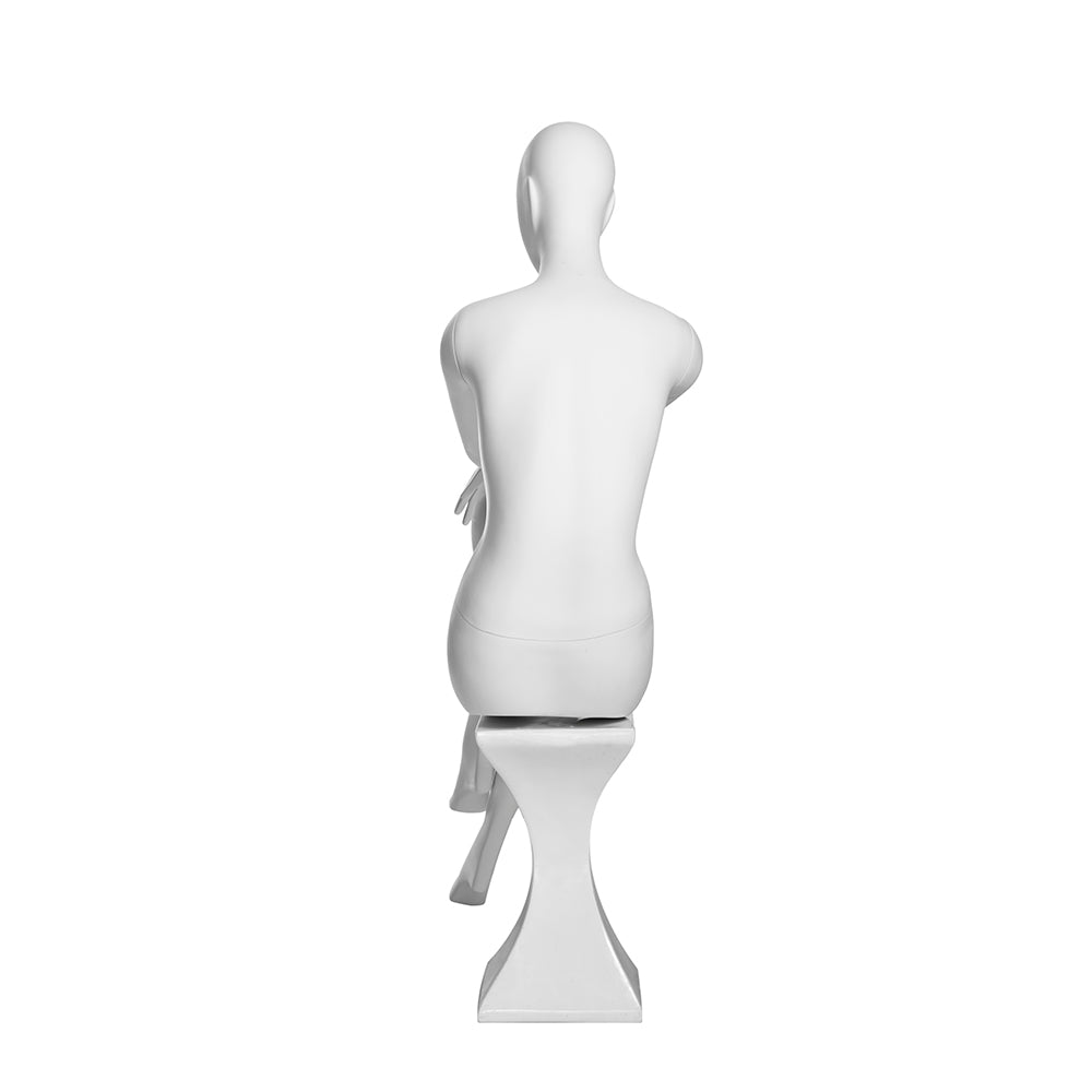 SFM03 Seated Female Mannequin with Stool — Matte White (TMK-MZ-SFM03)