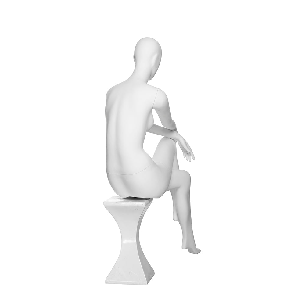 SFM03 Seated Female Mannequin with Stool — Matte White (TMK-MZ-SFM03)