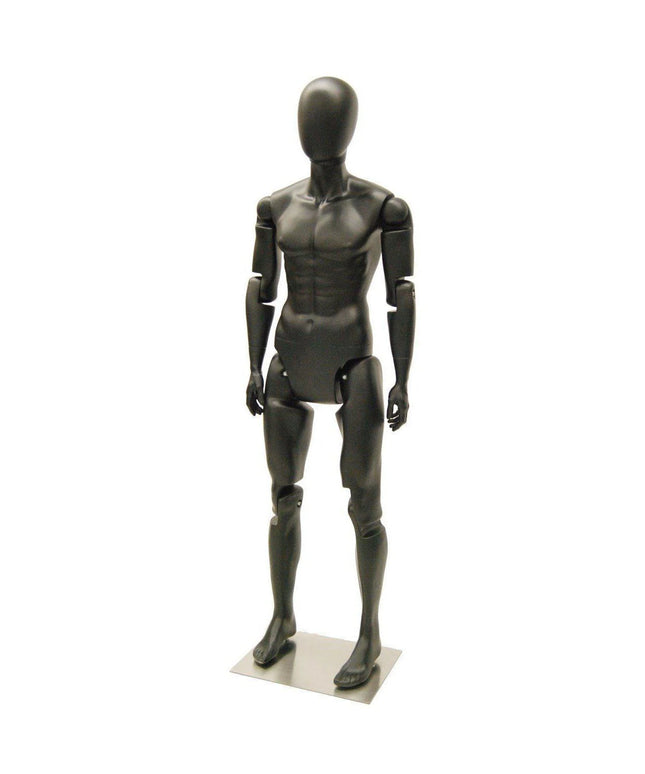 Black Abstract Posable Mannequin - Male (TMK-MD-Z-MFXBEG)